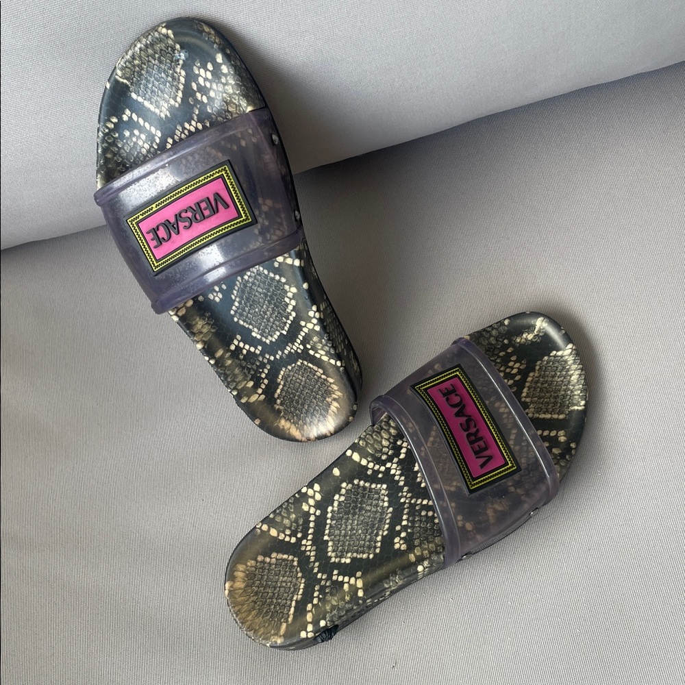 Versace Snake Print Slides 🔥Sandals • Made In Italy • Size 7 - Picture 3 of 16